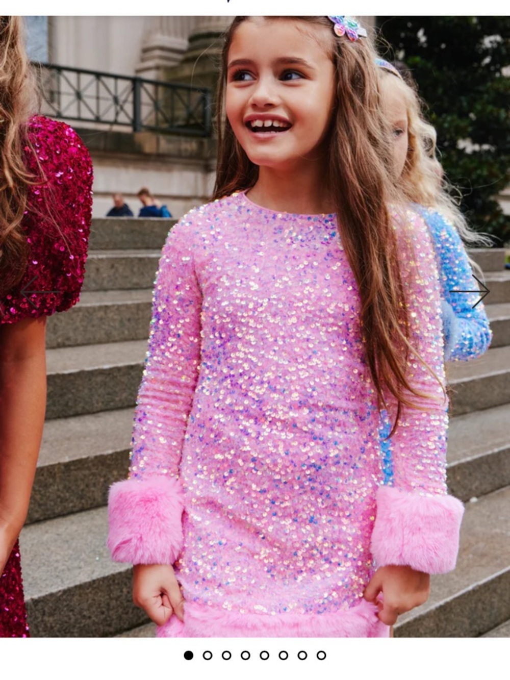 Lola + The Boys Pink Sequin Dress with Faux Fur Trim
